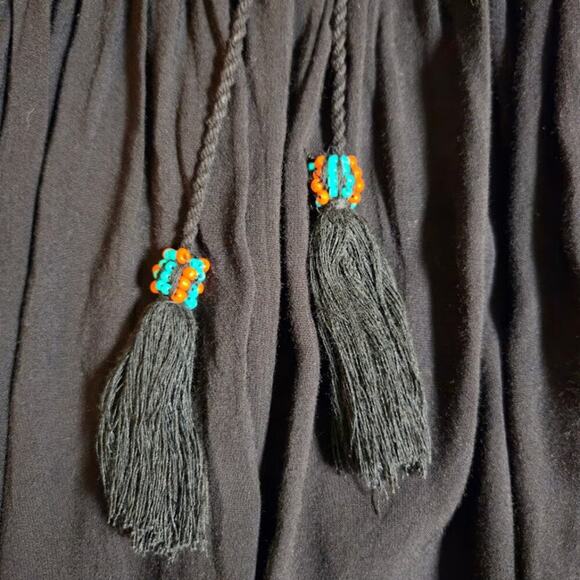 Floreat Anthropologie Embroidered Peasant Top Medium Black Bohemian Whimsigoth - Picture 4 of 11